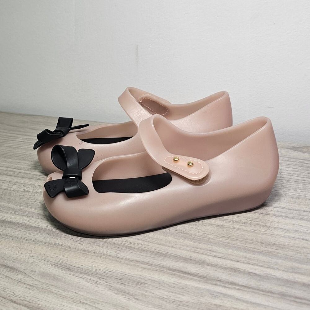 Mini Melissa Ultragirl Jason Wu Mary Jane Flats Black Pink USA 10 Girls Bow - Picture 4 of 10